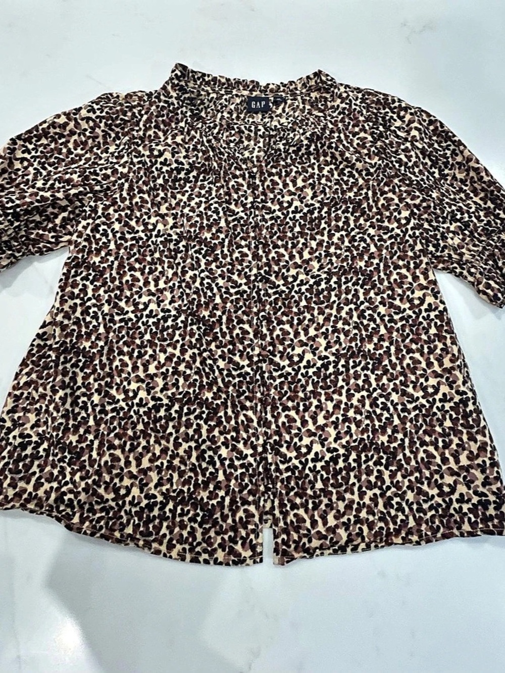 Gap Animal Print Blouse in Brown & Black Size XS Like New